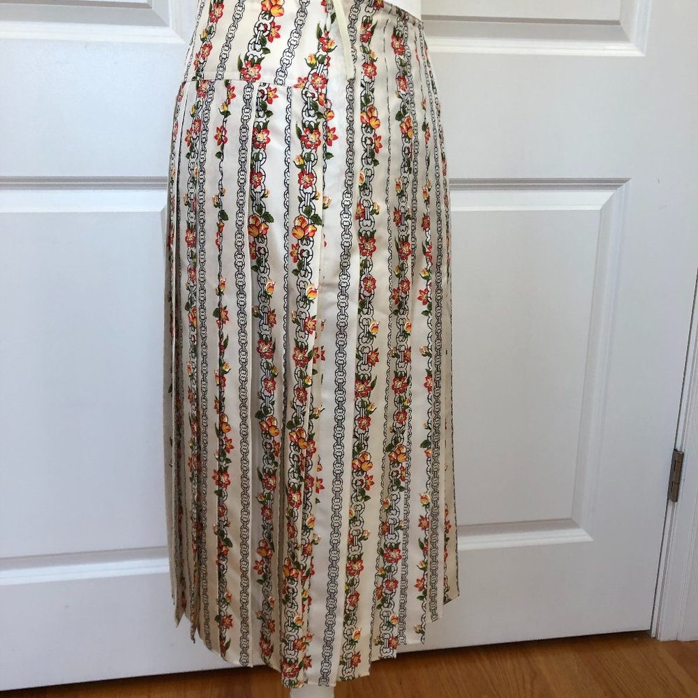 Carmine Pleated Gemini Link Rose Silk Skirt from Tory Burch - Picture 2 of 7